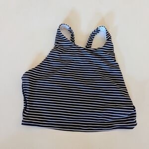 Girls' Black & White Striped Tankini Top - Kids Swim